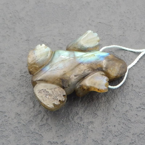 Natural Labradorite Carved frog Pendant Bead 36x25x12mm, 13.0g