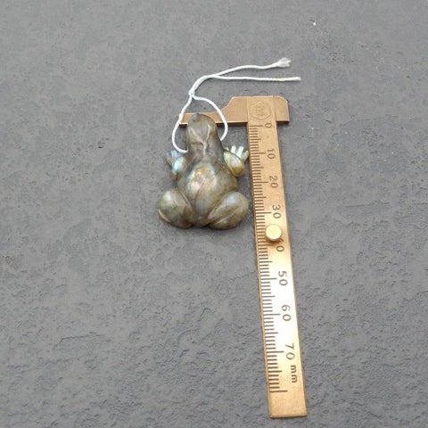 Natural Labradorite Carved frog Pendant Bead 36x25x12mm, 13.0g