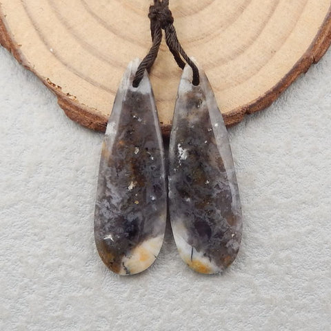 Natural Arborization Opal Teardrop 耳环对,用于制作耳环的石头,39x13x4mm,5.6g