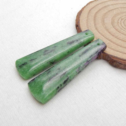 Natural Ruby And Zoisite Earring Beads 43x13x5mm, 11.9g