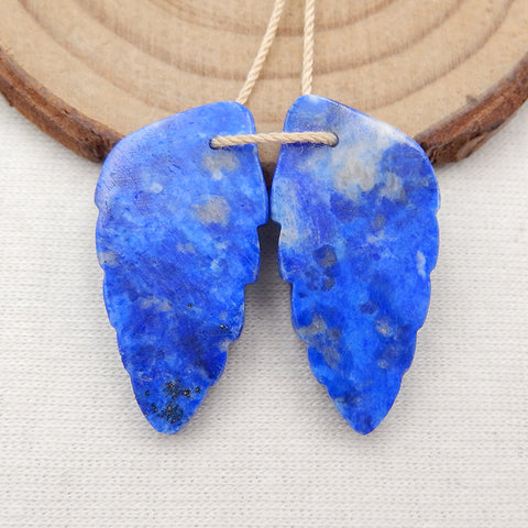 Natural Lapis Lazuli leaf Earring Beads 30x15x5mm, 7.3g