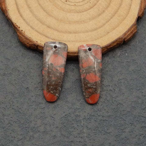 Natural African Blood Stone Earring Beads 26X10X3mm, 3.3g