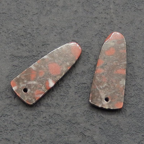Natural African Blood Stone Earring Beads 26X10X3mm, 3.3g