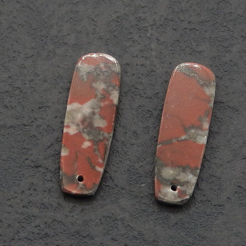 Paire de boucles d'oreilles en pierre de sang africaine naturelle, 30 x 10 x 4 mm, 5,5 g