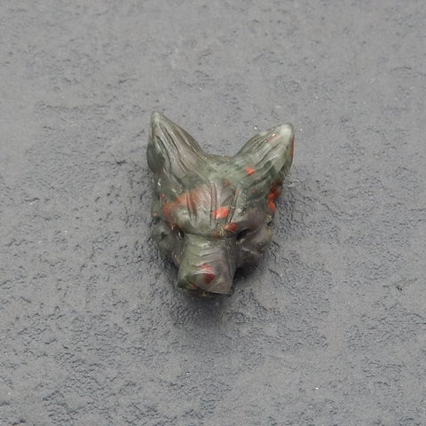 Natural African Blood Stone Carved Wolf Head Pendant Bead 23*17*10mm, 4.3g