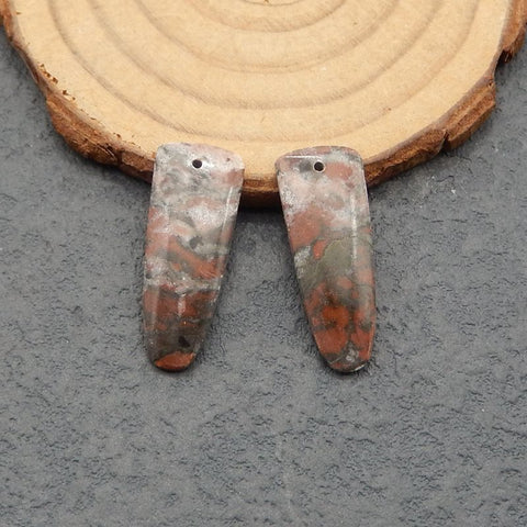 Natural African Blood Stone Earring Beads 26X10X3mm, 3.3g
