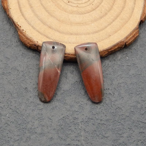 Natural African Blood Stone Earring Beads 26X10X3mm, 3.3g
