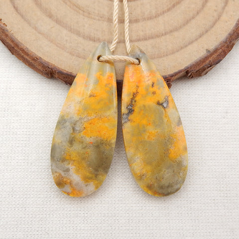 Natural BumbleBee Jasper Earring Beads 32x13x4mm, 5.5g