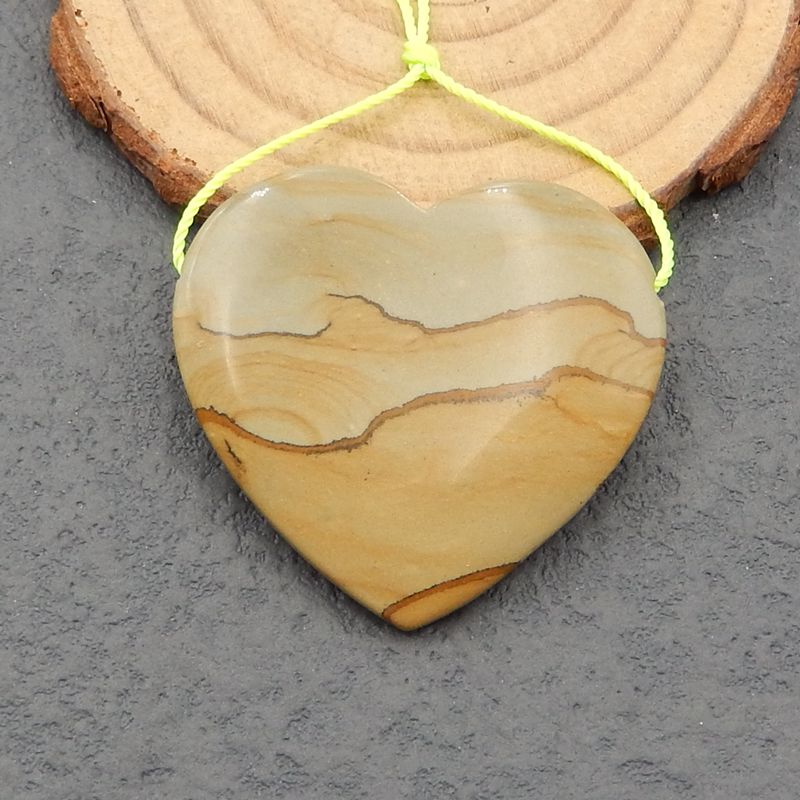 Natural Landscape Jasper Pendant Bead 38x36x6mm, 12.9g