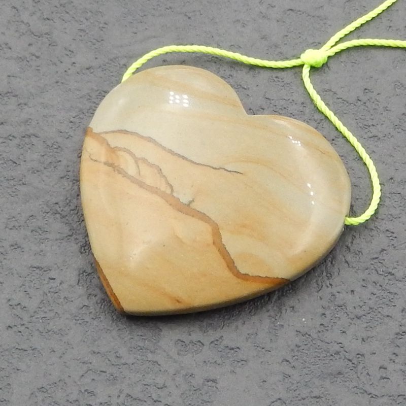 Natural Landscape Jasper Pendant Bead 38x36x6mm, 12.9g