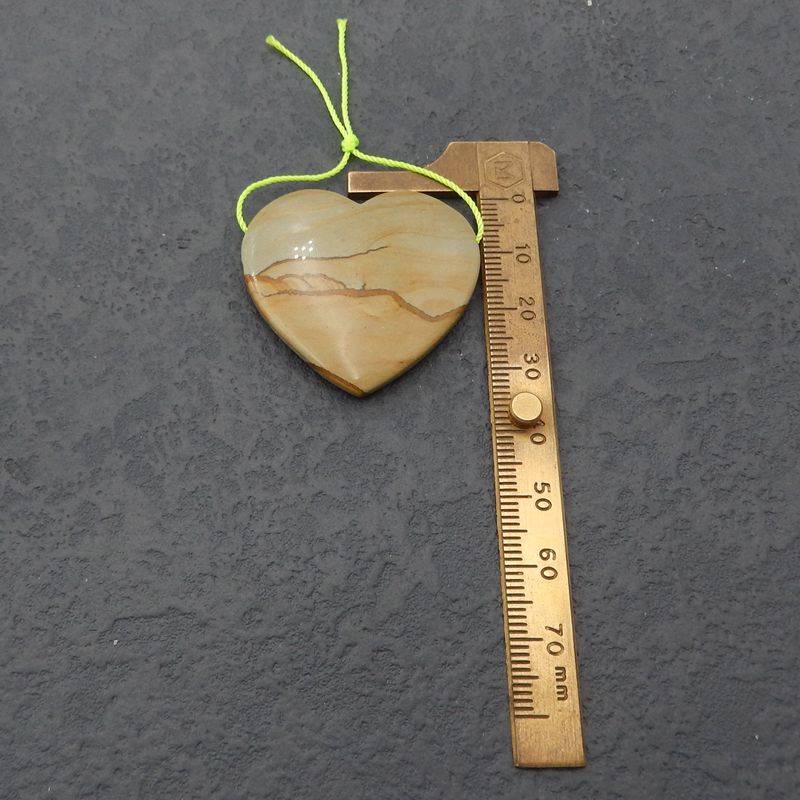 Natural Landscape Jasper Pendant Bead 38x36x6mm, 12.9g