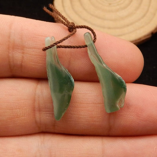 Natural Green Chalcedony Earring Beads 22*9*5mm, 3.0g