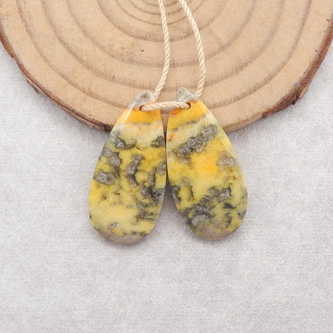 Natural Bumble Bee Stone Gemstone Earring Beads, Semi-Precious Gemstones For Jewelry Making,28×13×3mm,4g
