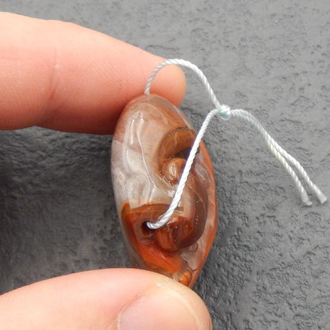 Natural Red Agate Carved bear Pendant Bead 37x29x16mm, 22.5g