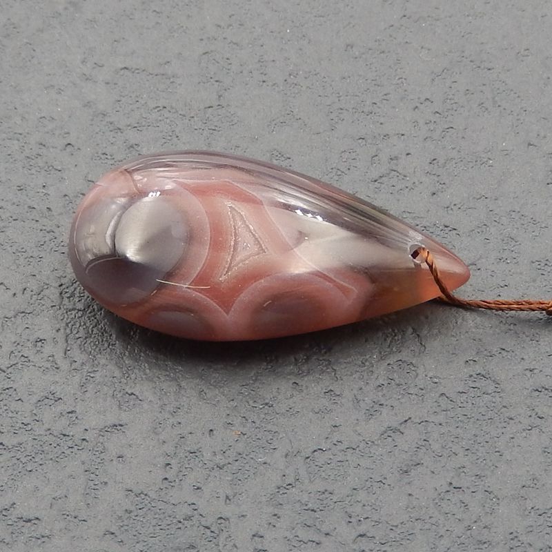 Natural Lace Agate Pendant Bead 38x19x9mm, 8.3g