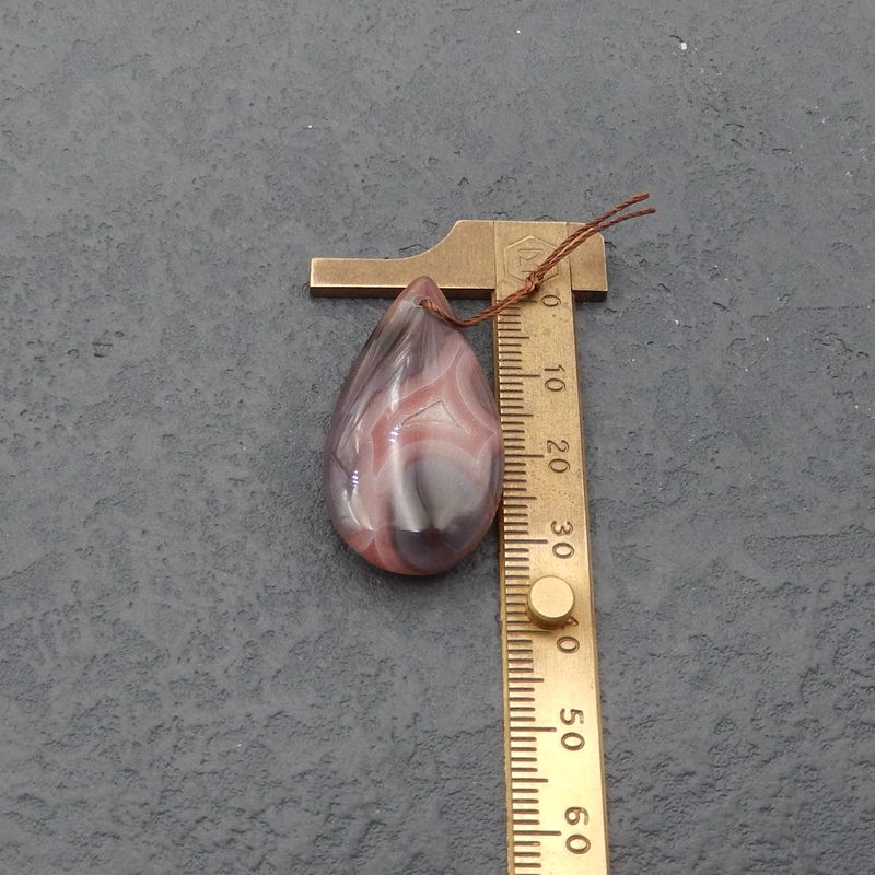 Natural Lace Agate Pendant Bead 38x19x9mm, 8.3g