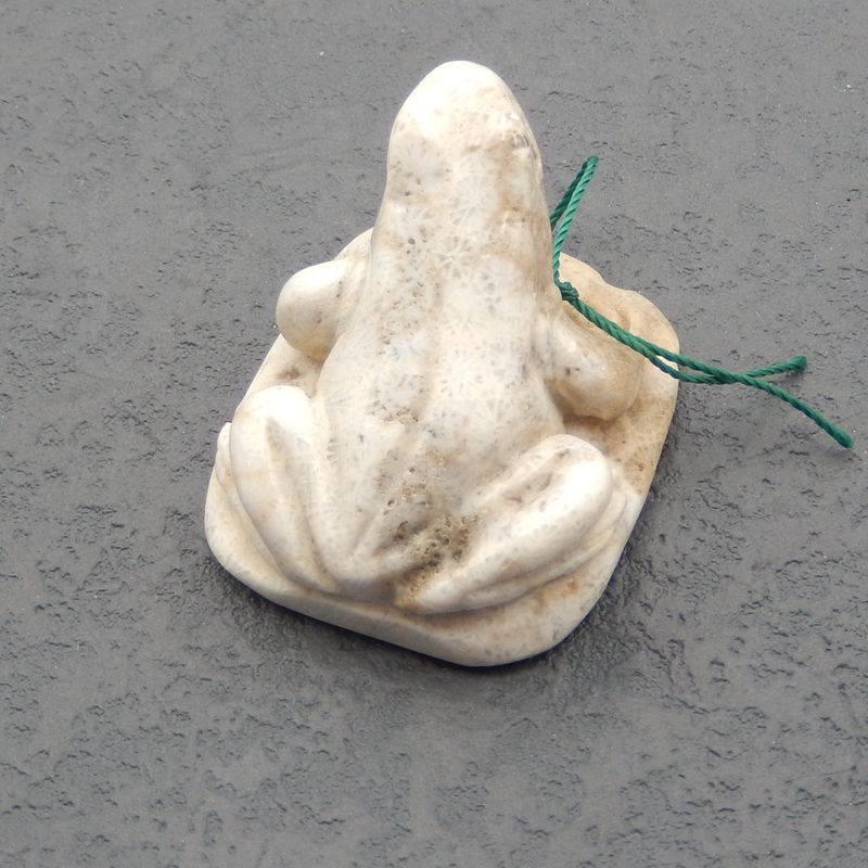 Natural Indonesian Fossll Coral Carved frog Pendant Bead 36x30x24mm, 26g