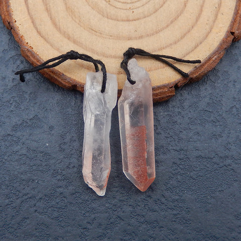 Natural Red Quartz Earring Beads 33x6x5mm, 3.6g