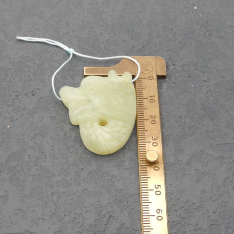 Natural Lemon Jade Carved dragon Pendant Bead 36x31x10mm, 15.0g