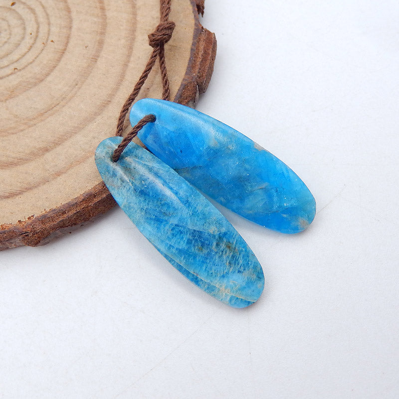 Natural Blue Apatite Crystal Earring Beads 30*9*4mm, 5.2g