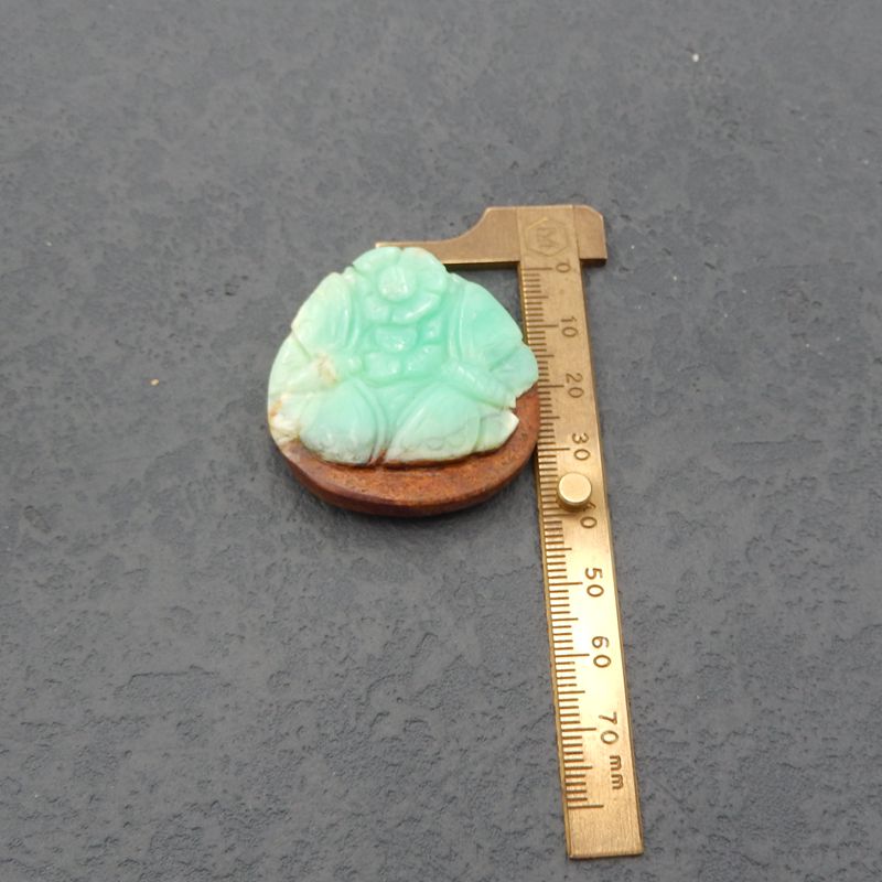 Natural Chrysoprase Carved flower and butterfly  Cabochon 42x38x10mm, 21.4g