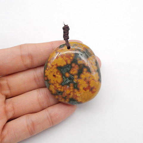 Natural Ocean Jasper Pendant Bead 43x39x15mm, 45.4g