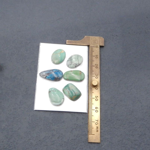 6 PCS Natural Turquoise Cabochons 16*12*3mm, 21*11*4mm, 8g