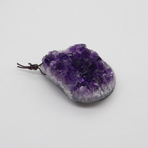 Collier Bijoux Pendentif Améthyste Naturelle 52cm, 55x42x22mm, 65g