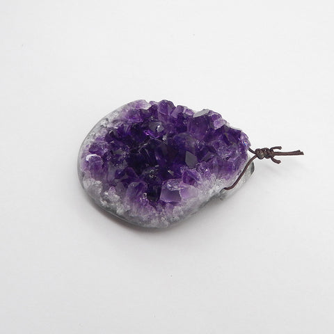 Collier Bijoux Pendentif Améthyste Naturelle 52cm, 55x42x22mm, 65g