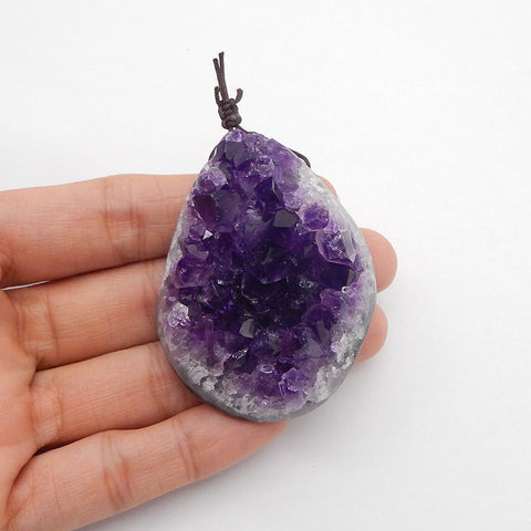 Collier Bijoux Pendentif Améthyste Naturelle 52cm, 55x42x22mm, 65g