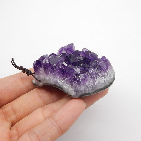 Collier Bijoux Pendentif Améthyste Naturelle 52cm, 55x42x22mm, 65g