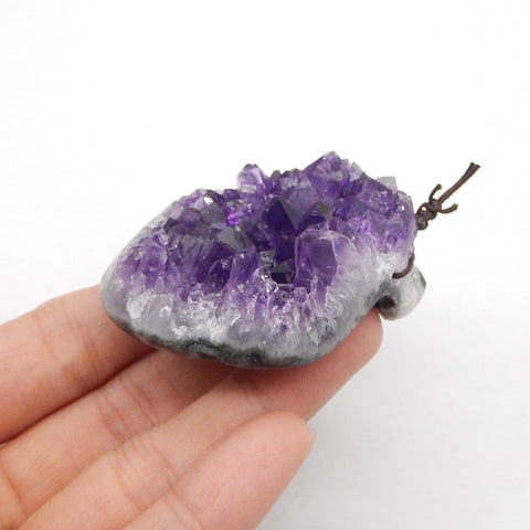 Collier Bijoux Pendentif Améthyste Naturelle 52cm, 55x42x22mm, 65g