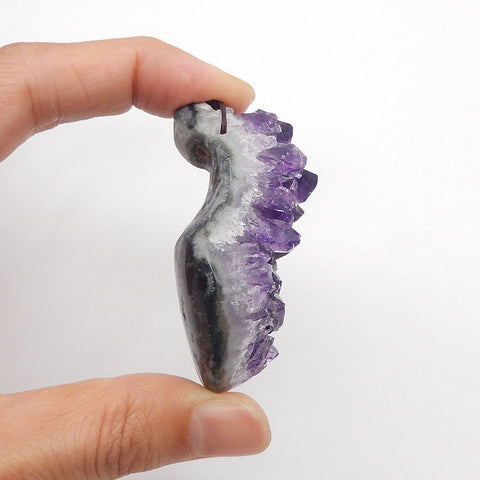 Collier Bijoux Pendentif Améthyste Naturelle 52cm, 55x42x22mm, 65g