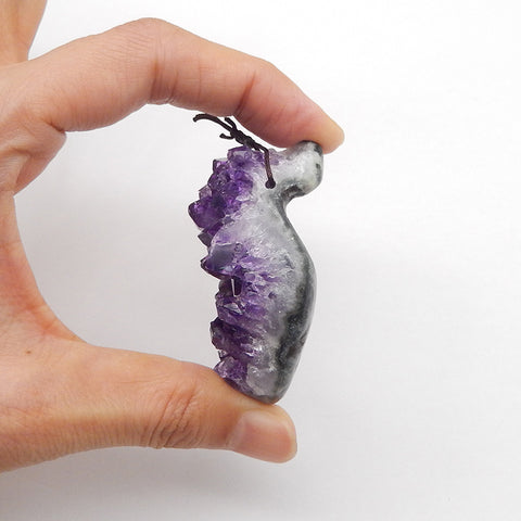 Collier Bijoux Pendentif Améthyste Naturelle 52cm, 55x42x22mm, 65g