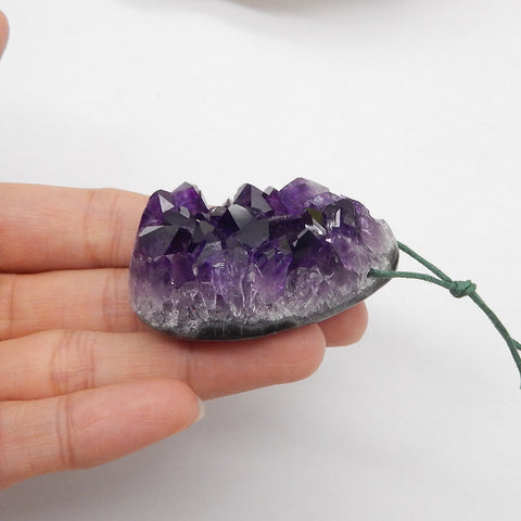 Natural Drusy Amethyst Gemstone Pendant Bead, 51x29x19mm, 47.5g