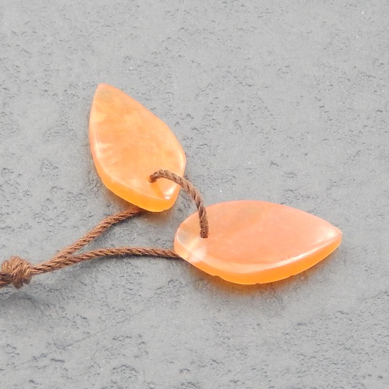 Natural Red Agate Carved leaf Earring Beads 18*10*3mm, 2.1g
