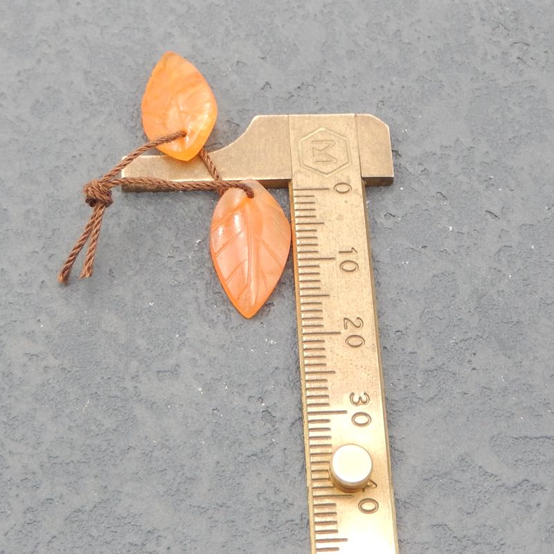 Natural Red Agate Carved leaf Earring Beads 18*10*3mm, 2.1g