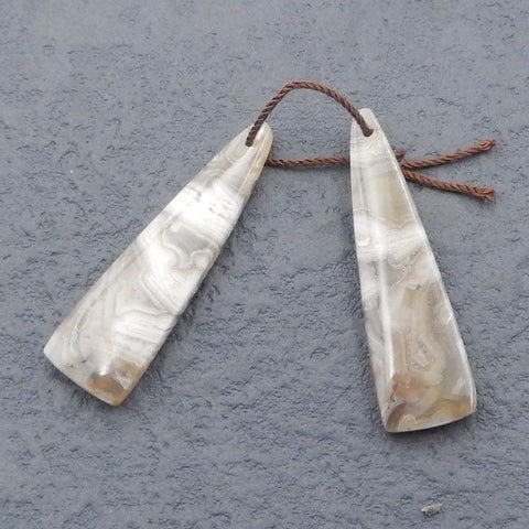 Triangle Crazy Lace Rosetta Stone 耳环石一对,用于制作耳环的石头,41x14x4mm,9.5g