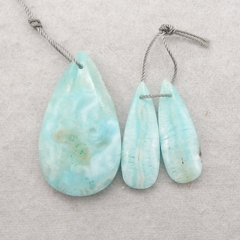 1 SET Natural Hemimorphite Gemstone Earrings Beads and Gemstone Pendant,Semi-Precious Gemstones for Jewelry Making,27x10x4mm,3.5g,37x22x6mm,6.9g