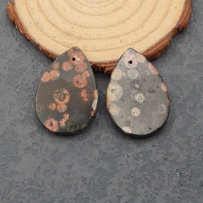 Natural Poppy Jasper Earring Beads 30x20x3mm, 8.7g