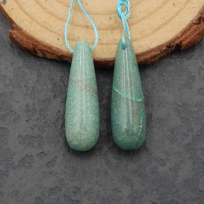 Natural Chrysocolla Earring Beads 27x8mm, 5.3g