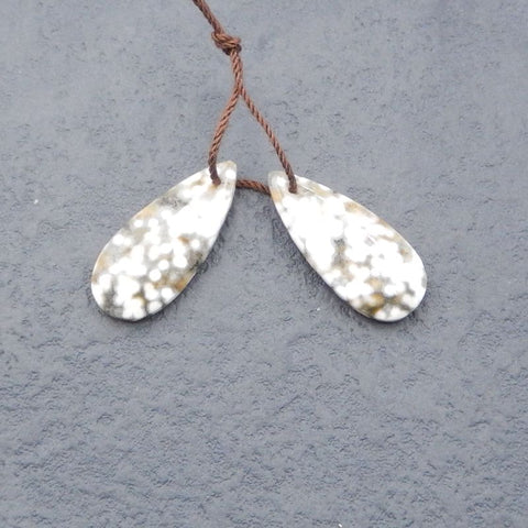 天然海洋碧玉钻孔泪珠耳环一对,21X12X4mm,3.7g