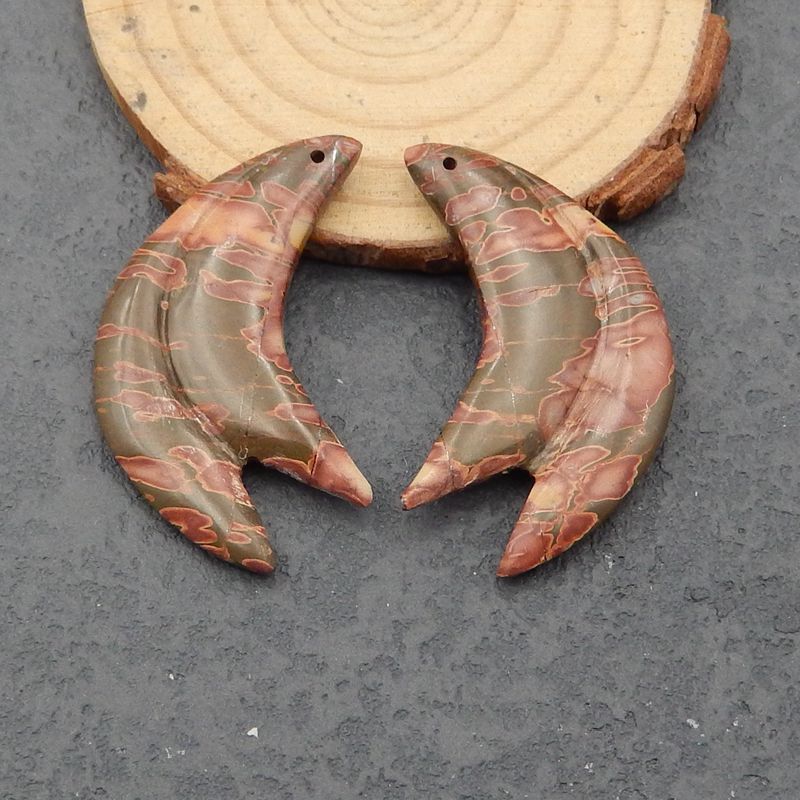 Natural Red Creek Jasper Earring Beads 42x17x4mm, 11.1g