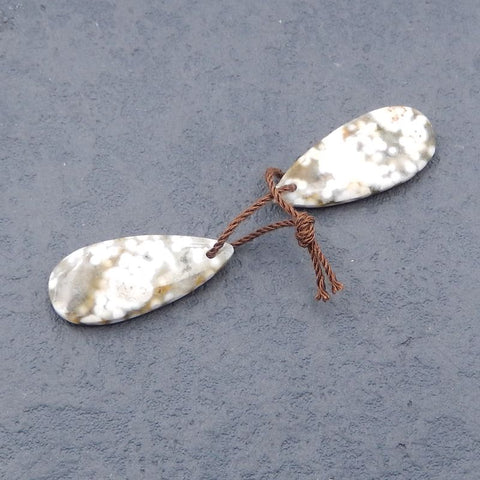 天然海洋碧玉钻孔泪珠耳环一对,21X12X4mm,3.7g