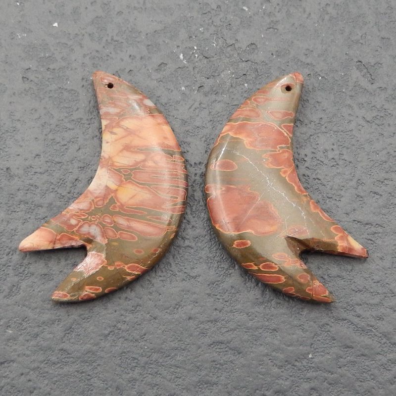 Natural Red Creek Jasper Earring Beads 42x17x4mm, 11.1g