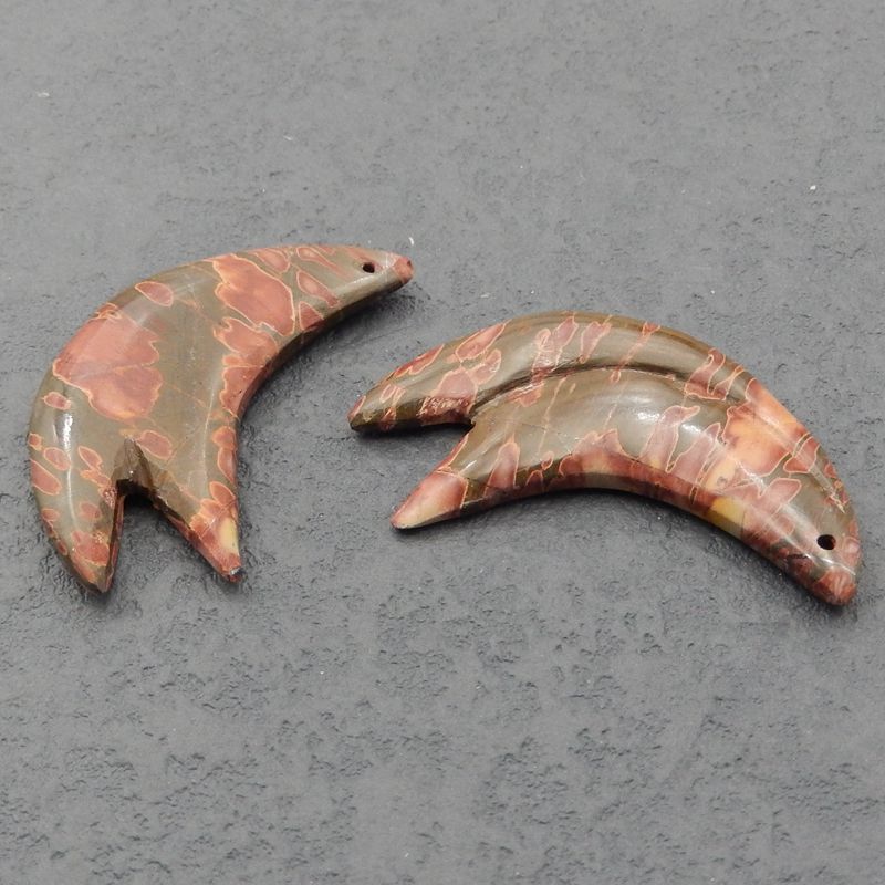 Natural Red Creek Jasper Earring Beads 42x17x4mm, 11.1g
