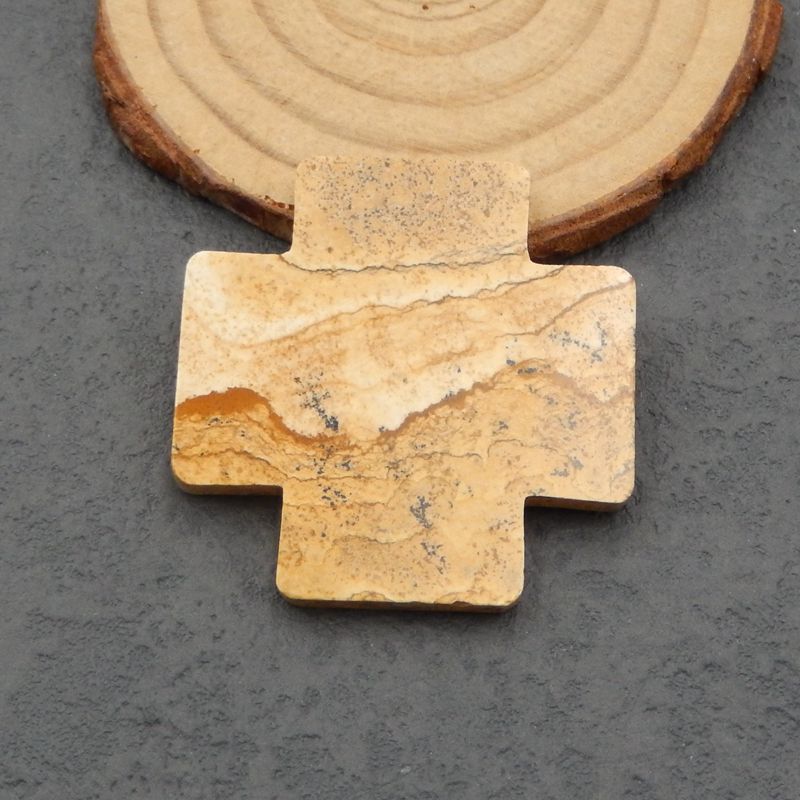 Natural Picture Jasper Cabochon 40x39x3mm, 10.4g
