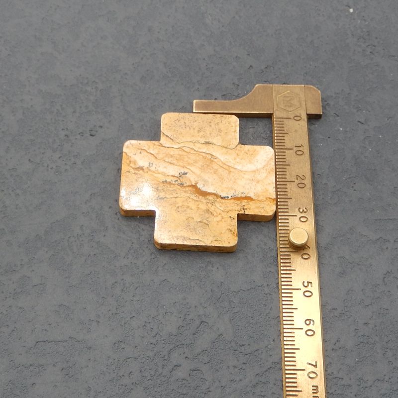 Natural Picture Jasper Cabochon 40x39x3mm, 10.4g