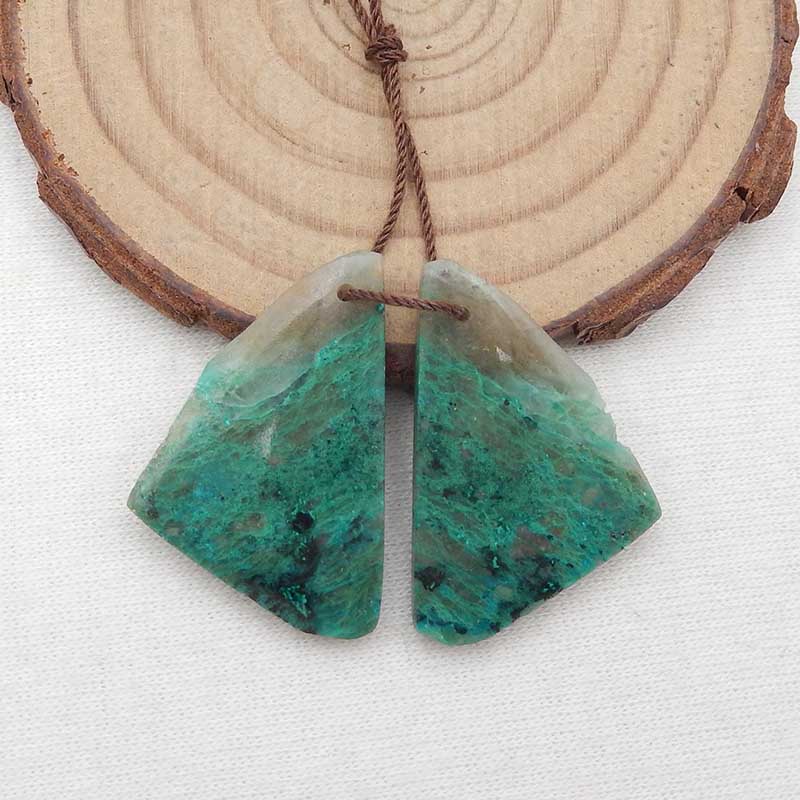 Natural Chrysocolla Earring Beads 29x24x3mm, 6.4g