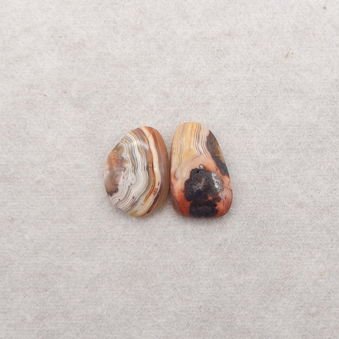 2 PCS Natural Argentina Rhodochrosite Cabochons,18x12x4mm, 17x13x4mm, 2.7g